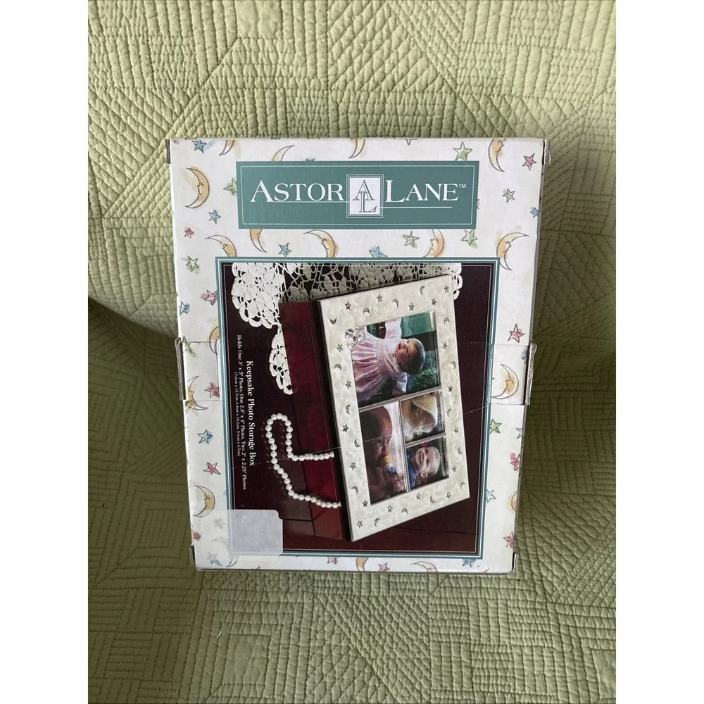 Astor Lane Baby Keepsake Photo Storage Box Yellow Moon Stars New in Box 10x8